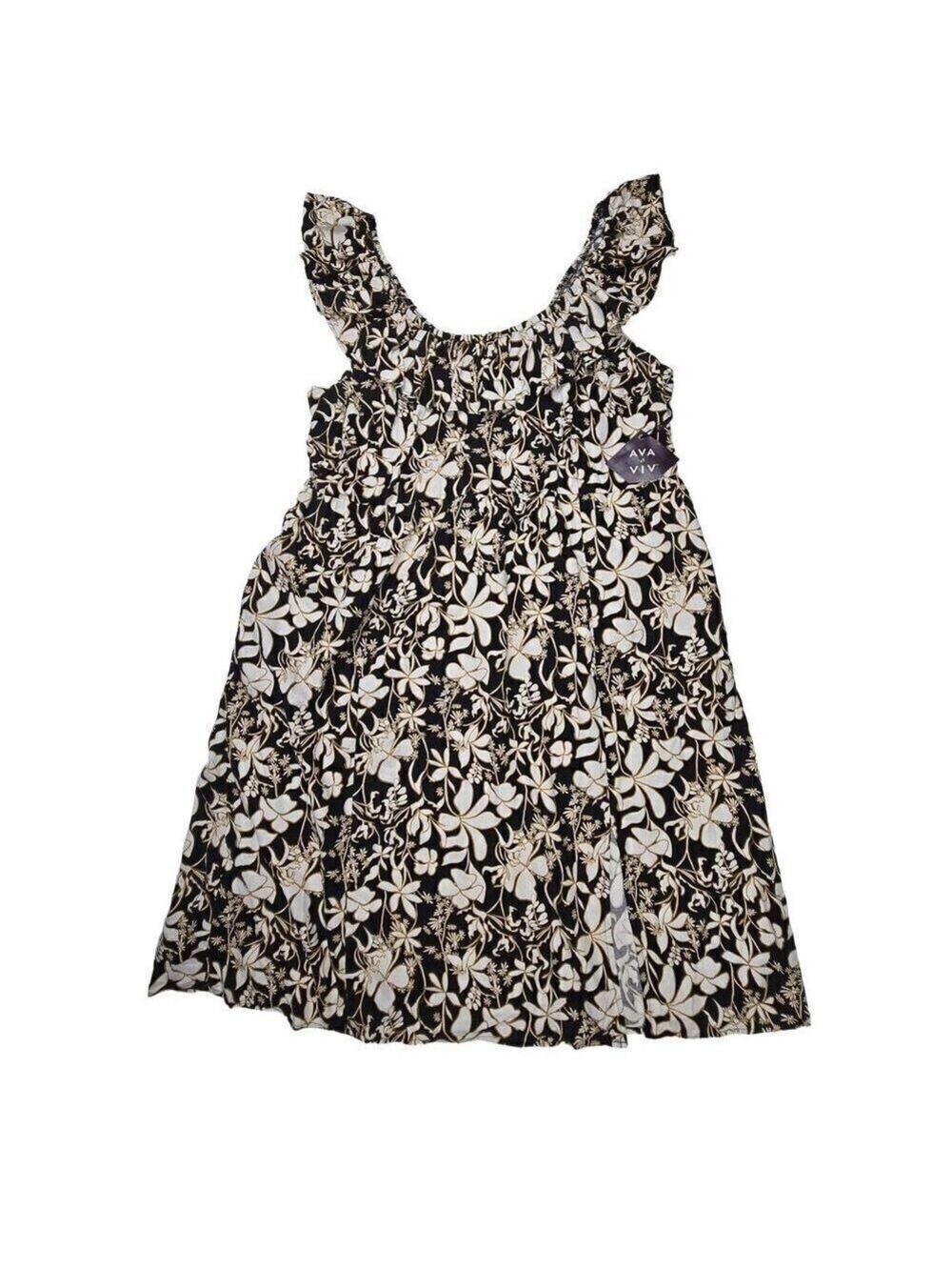 Ava and Viv Floral Ruffled Maxi Dress 3X